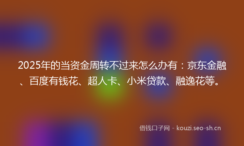 2025年的当资金周转不过来怎么办有：京东金融、百度有钱花、超人卡、小米贷款、融逸花等。
