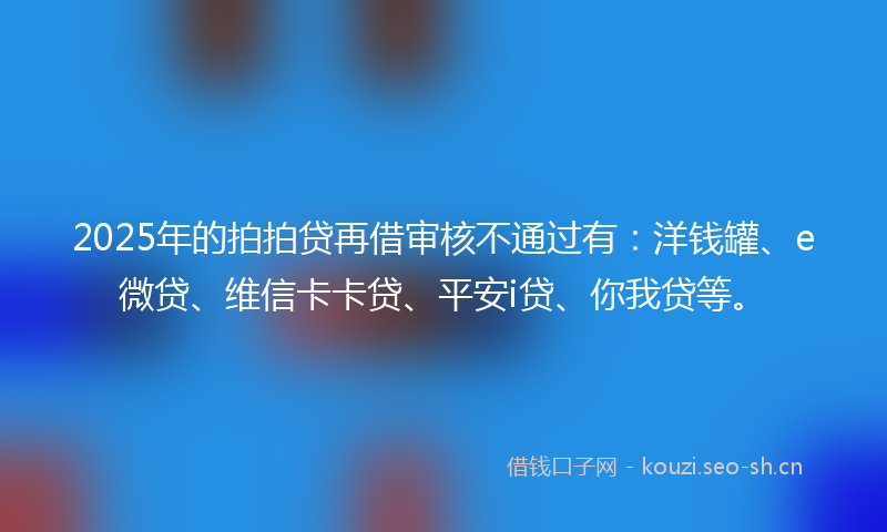 2025年的拍拍贷再借审核不通过有：洋钱罐、e微贷、维信卡卡贷、平安i贷、你我贷等。