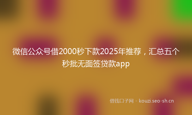 微信公众号借2000秒下款2025年推荐，汇总五个秒批无面签贷款app