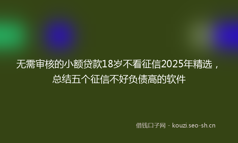 无需审核的小额贷款18岁不看征信2025年精选，总结五个征信不好负债高的软件