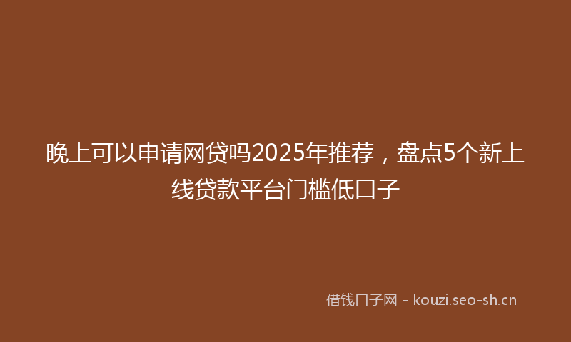 晚上可以申请网贷吗2025年推荐，盘点5个新上线贷款平台门槛低口子