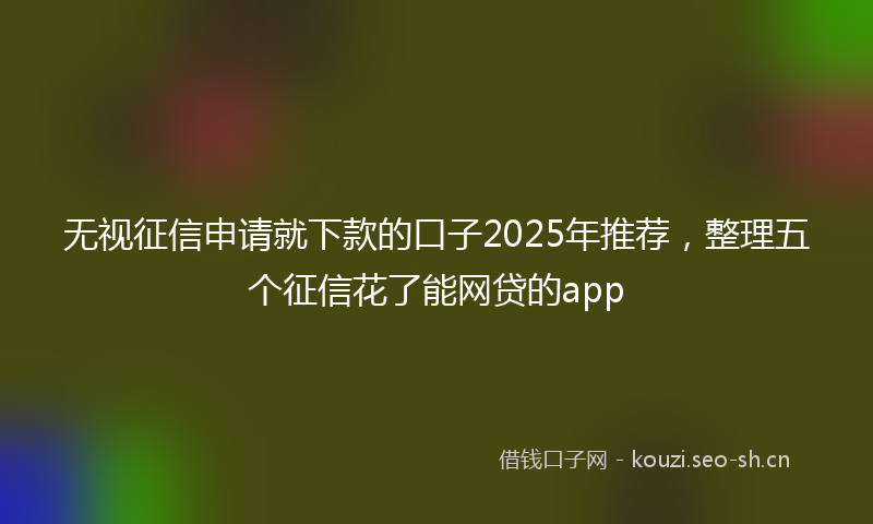 无视征信申请就下款的口子2025年推荐，整理五个征信花了能网贷的app