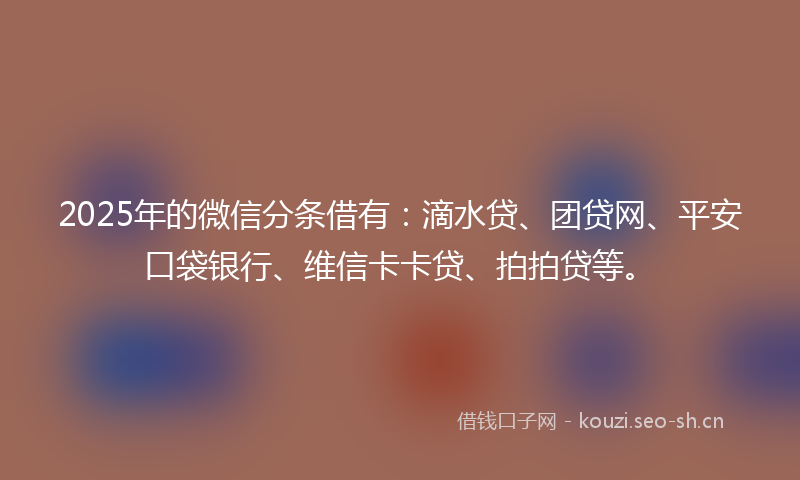 2025年的微信分条借有：滴水贷、团贷网、平安口袋银行、维信卡卡贷、拍拍贷等。