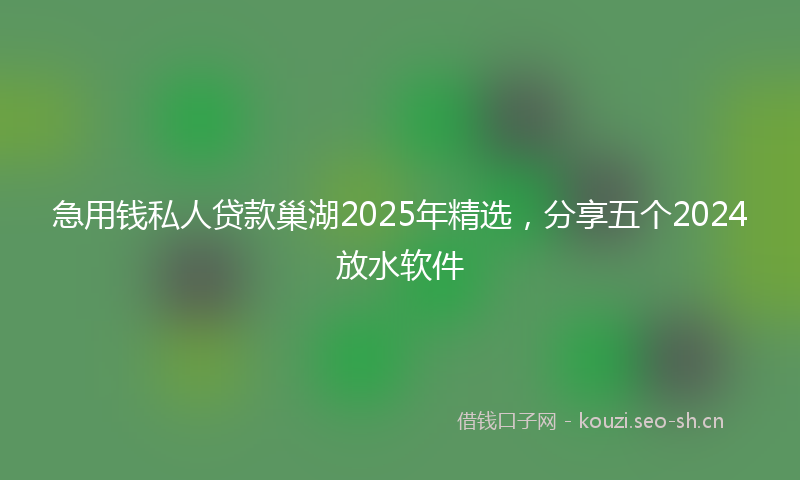 急用钱私人贷款巢湖2025年精选，分享五个2024放水软件