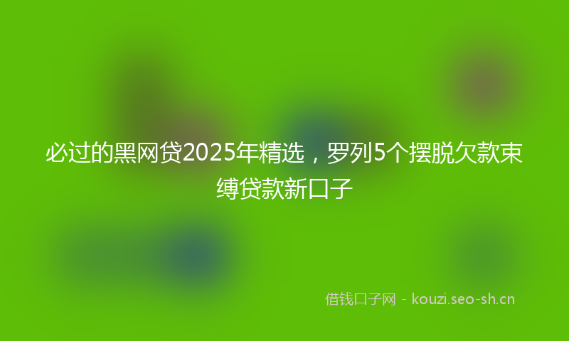 必过的黑网贷2025年精选，罗列5个摆脱欠款束缚贷款新口子