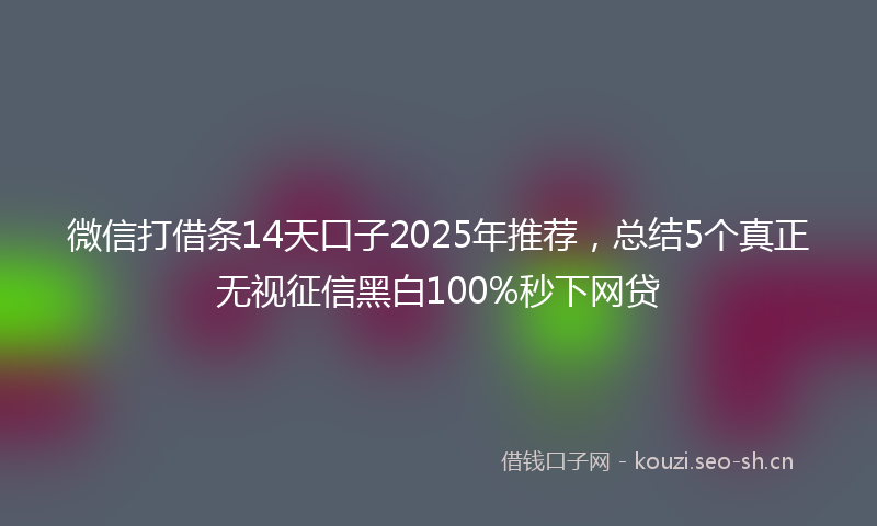 微信打借条14天口子2025年推荐，总结5个真正无视征信黑白100%秒下网贷