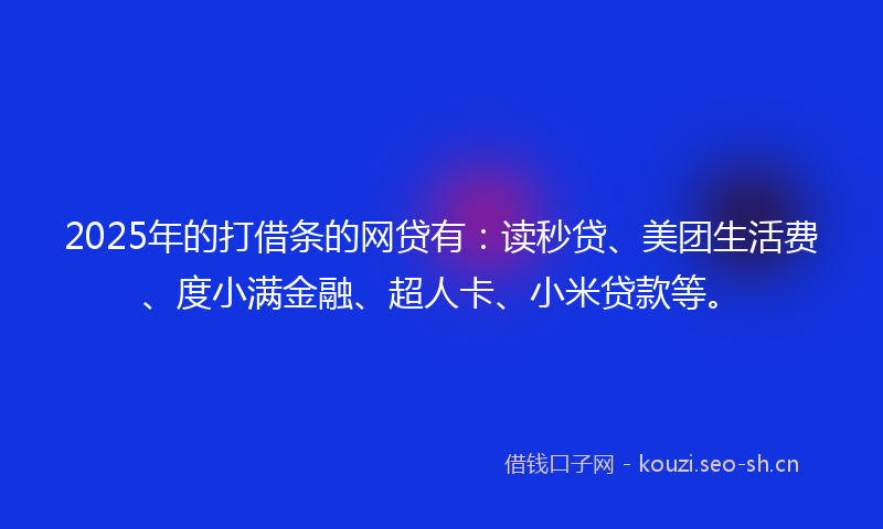 2025年的打借条的网贷有：读秒贷、美团生活费、度小满金融、超人卡、小米贷款等。
