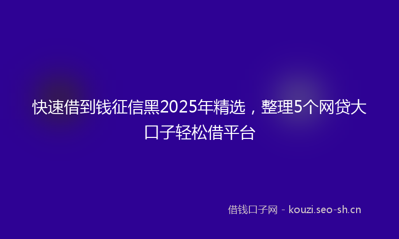 快速借到钱征信黑2025年精选,整理5个网贷大口子轻松借平台