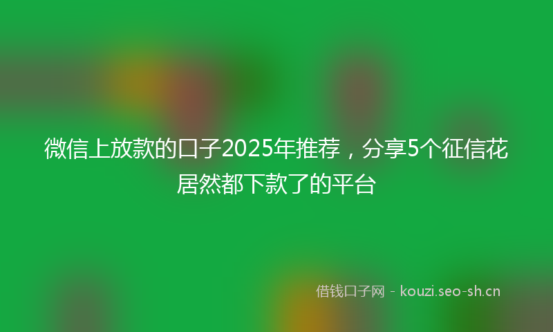 微信上放款的口子2025年推荐，分享5个征信花居然都下款了的平台