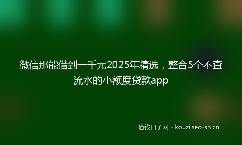 微信那能借到一千元2025年精选，整合5个不查流水的小额度贷款app