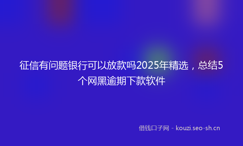 征信有问题银行可以放款吗2025年精选，总结5个网黑逾期下款软件