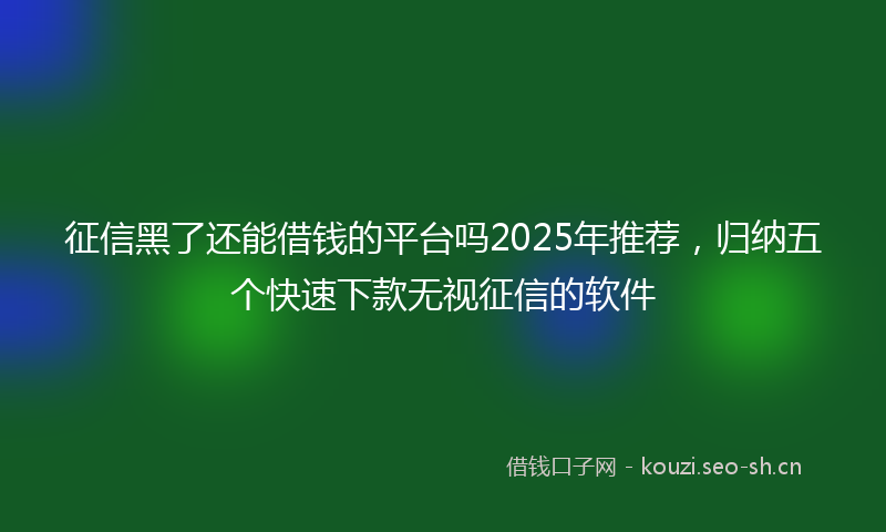 征信黑了还能借钱的平台吗2025年推荐，归纳五个快速下款无视征信的软件