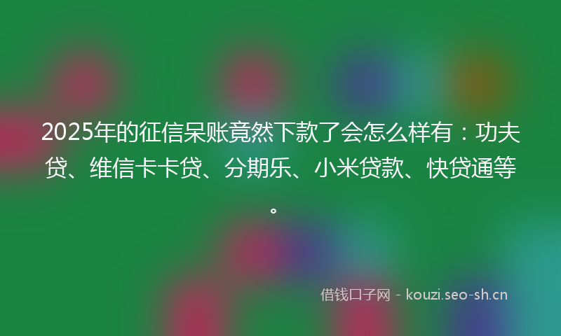 2025年的征信呆账竟然下款了会怎么样有：功夫贷、维信卡卡贷、分期乐、小米贷款、快贷通等。