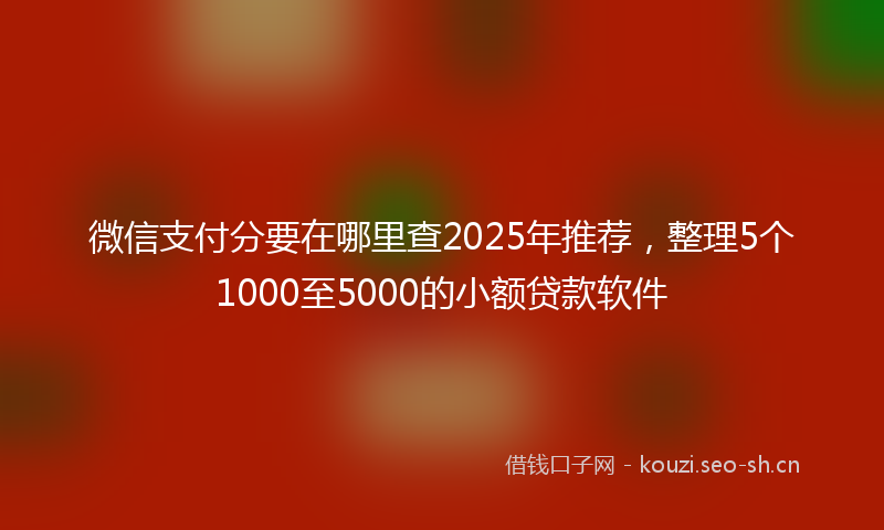 微信支付分要在哪里查2025年推荐，整理5个1000至5000的小额贷款软件