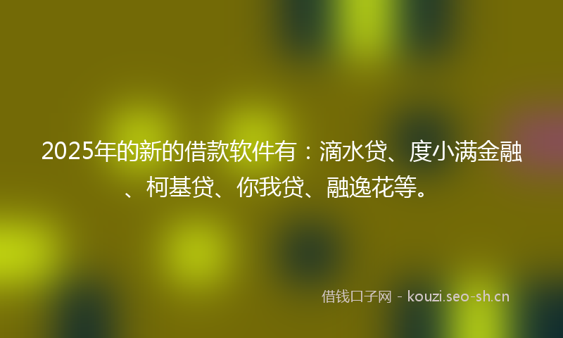 2025年的新的借款软件有：滴水贷、度小满金融、柯基贷、你我贷、融逸花等。