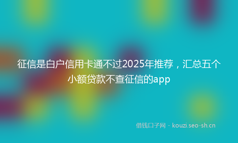 征信是白户信用卡通不过2025年推荐，汇总五个小额贷款不查征信的app