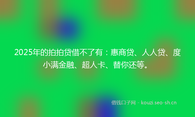2025年的拍拍贷借不了有：惠商贷、人人贷、度小满金融、超人卡、替你还等。