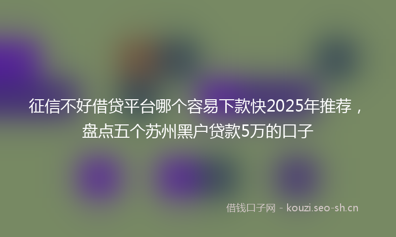 征信不好借贷平台哪个容易下款快2025年推荐，盘点五个苏州黑户贷款5万的口子