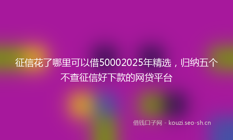 征信花了哪里可以借50002025年精选，归纳五个不查征信好下款的网贷平台