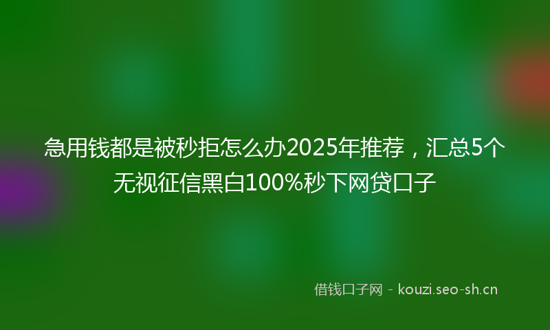 急用钱都是被秒拒怎么办2025年推荐，汇总5个无视征信黑白100%秒下网贷口子