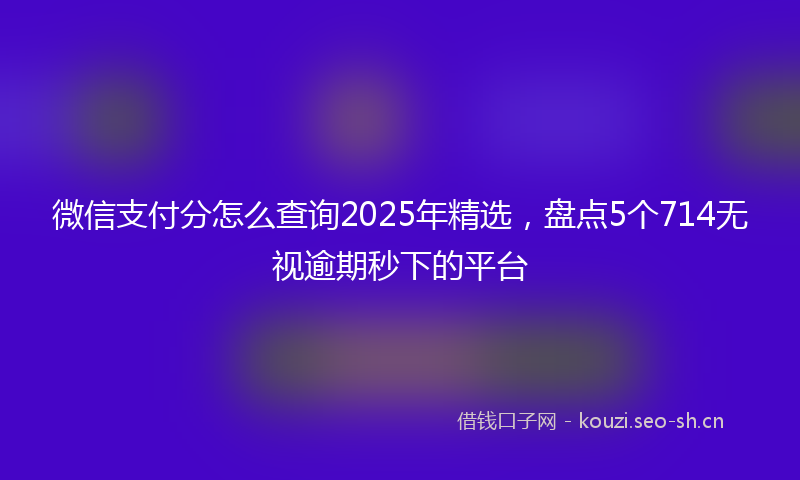 微信支付分怎么查询2025年精选，盘点5个714无视逾期秒下的平台