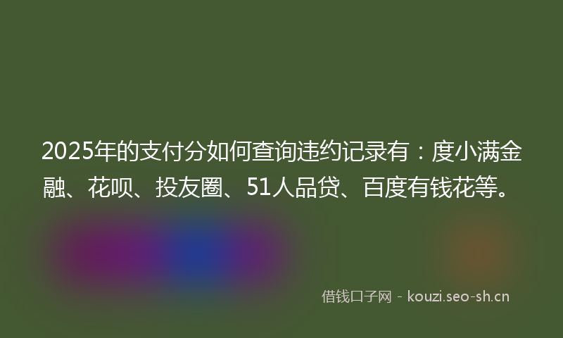 2025年的支付分如何查询违约记录有:度小满金融、花呗、投友圈、51人品贷、百度有钱花等。