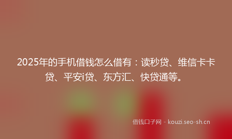 2025年的手机借钱怎么借有：读秒贷、维信卡卡贷、平安i贷、东方汇、快贷通等。