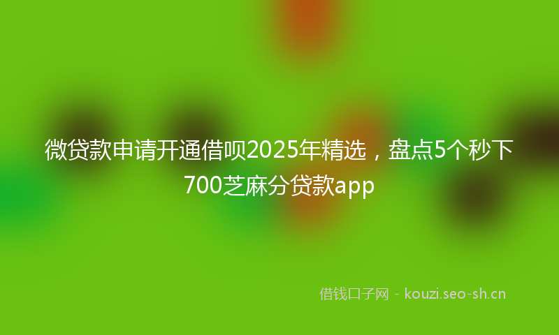 微贷款申请开通借呗2025年精选，盘点5个秒下700芝麻分贷款app