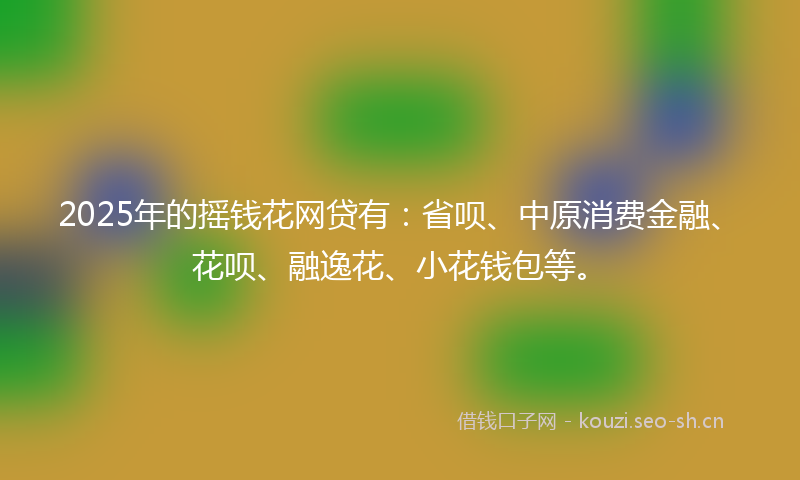 2025年的摇钱花网贷有：省呗、中原消费金融、花呗、融逸花、小花钱包等。