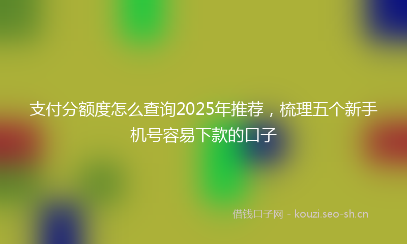 支付分额度怎么查询2025年推荐，梳理五个新手机号容易下款的口子