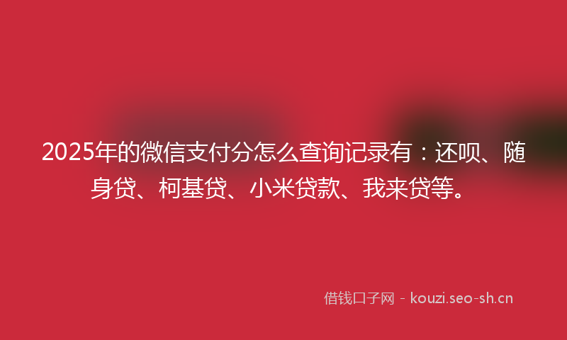 2025年的微信支付分怎么查询记录有：还呗、随身贷、柯基贷、小米贷款、我来贷等。