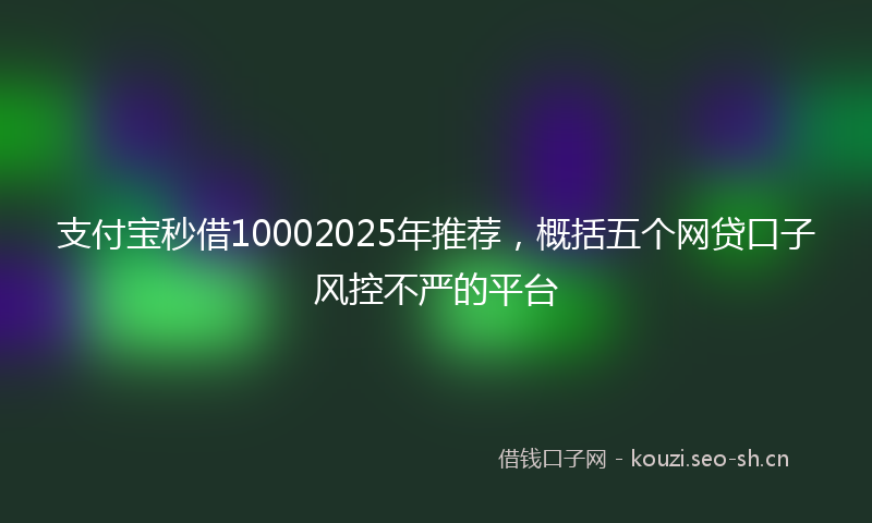 支付宝秒借10002025年推荐，概括五个网贷口子风控不严的平台