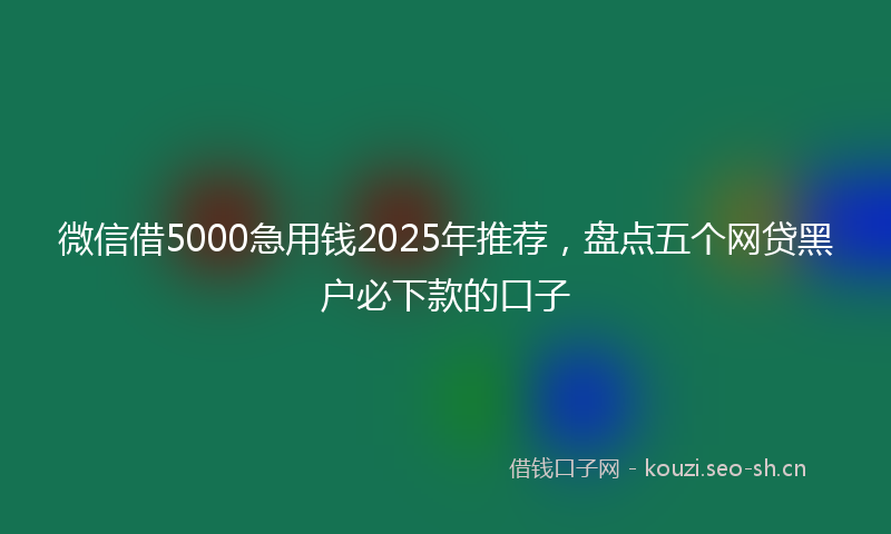 微信借5000急用钱2025年推荐,盘点五个网贷黑户必下款的口子