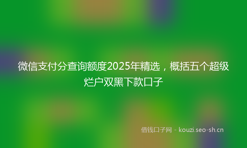 微信支付分查询额度2025年精选，概括五个超级烂户双黑下款口子