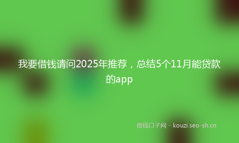 我要借钱请问2025年推荐，总结5个11月能贷款的app
