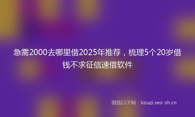 急需2000去哪里借2025年推荐，梳理5个20岁借钱不求征信速借软件