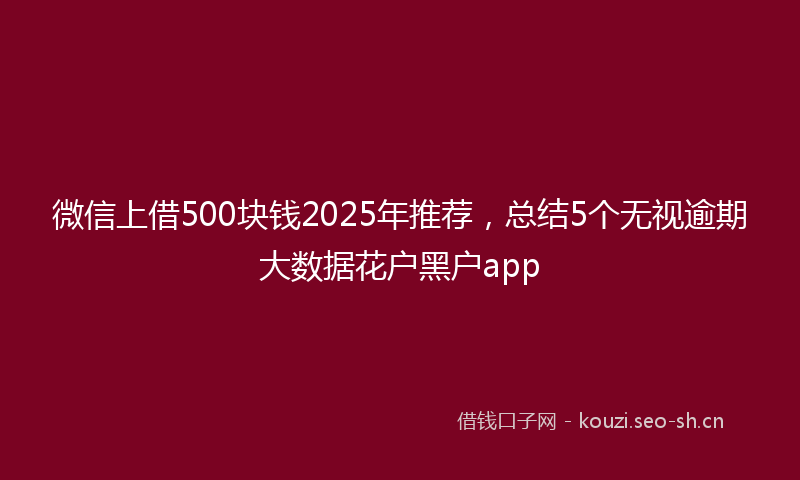 微信上借500块钱2025年推荐，总结5个无视逾期大数据花户黑户app