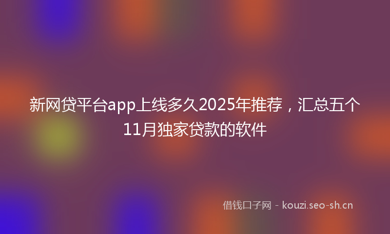 新网贷平台app上线多久2025年推荐，汇总五个11月独家贷款的软件