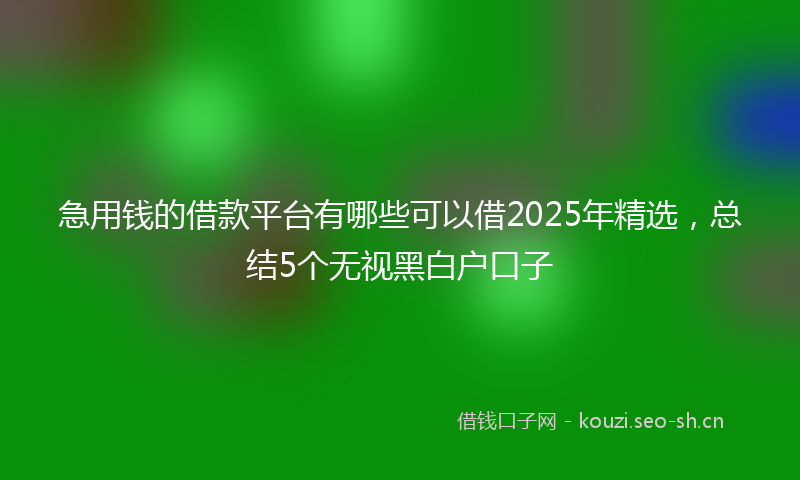 急用钱的借款平台有哪些可以借2025年精选，总结5个无视黑白户口子