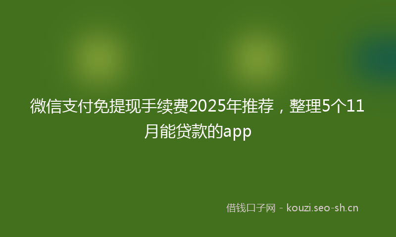 微信支付免提现手续费2025年推荐，整理5个11月能贷款的app