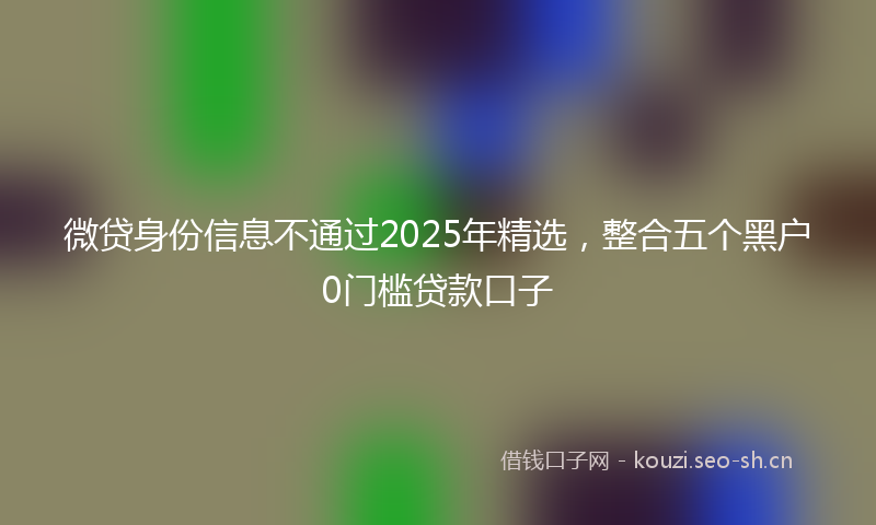 微贷身份信息不通过2025年精选，整合五个黑户0门槛贷款口子