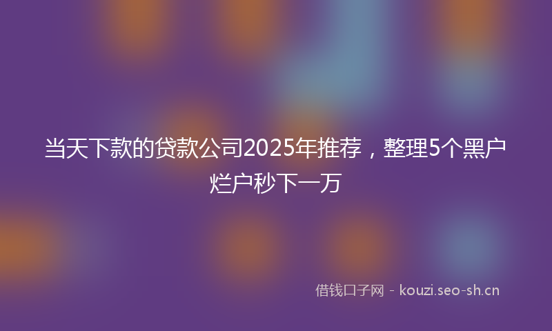 当天下款的贷款公司2025年推荐，整理5个黑户烂户秒下一万