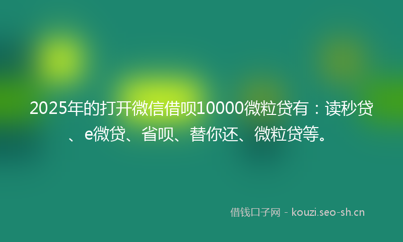 2025年的打开微信借呗10000微粒贷有：读秒贷、e微贷、省呗、替你还、微粒贷等。