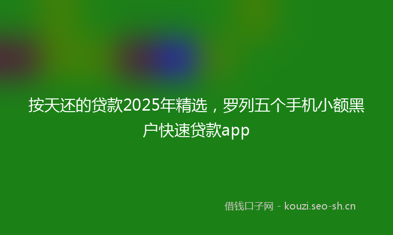 按天还的贷款2025年精选，罗列五个手机小额黑户快速贷款app