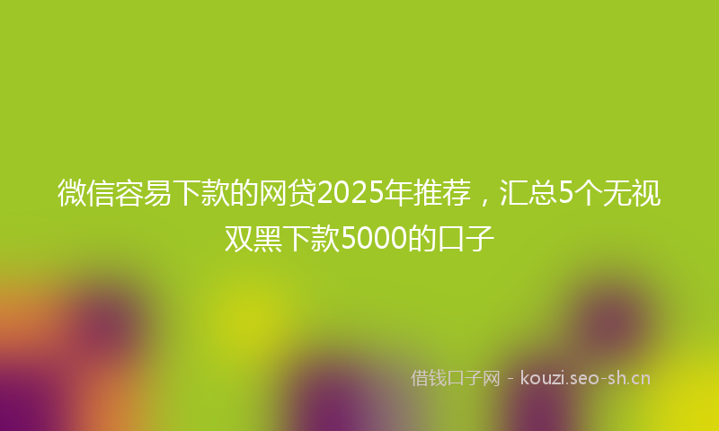 微信容易下款的网贷2025年推荐，汇总5个无视双黑下款5000的口子