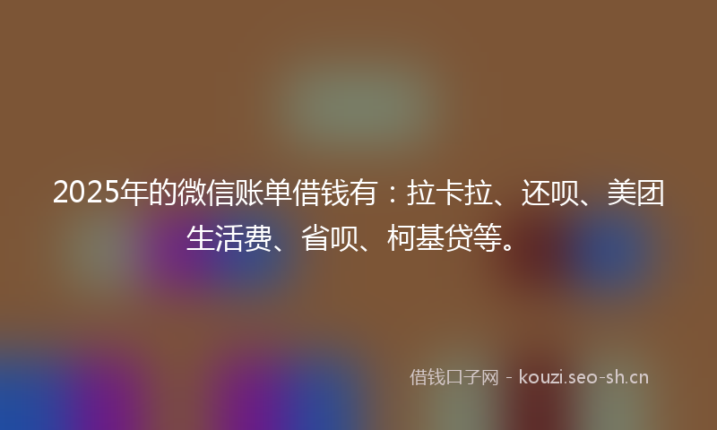 2025年的微信账单借钱有：拉卡拉、还呗、美团生活费、省呗、柯基贷等。