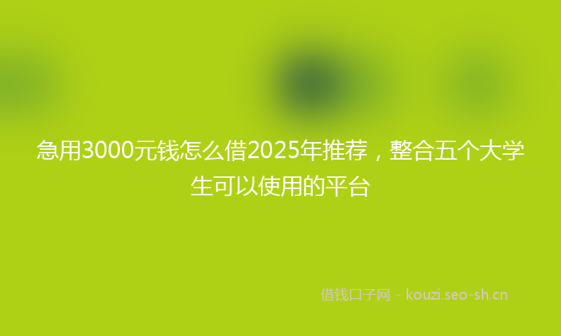 急用3000元钱怎么借2025年推荐，整合五个大学生可以使用的平台