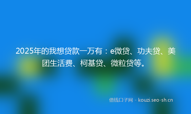 2025年的我想贷款一万有：e微贷、功夫贷、美团生活费、柯基贷、微粒贷等。