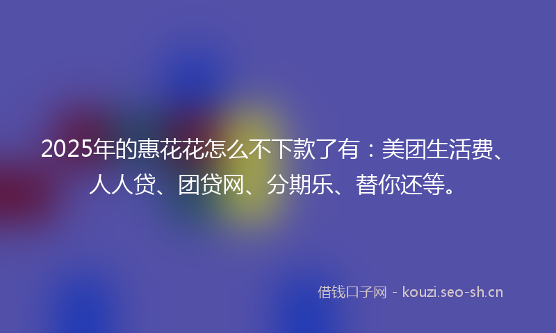 2025年的惠花花怎么不下款了有：美团生活费、人人贷、团贷网、分期乐、替你还等。
