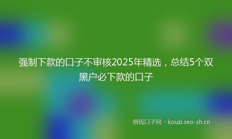强制下款的口子不审核2025年精选，总结5个双黑户必下款的口子